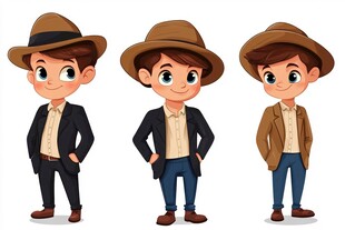 复古装扮小男孩卡通形象