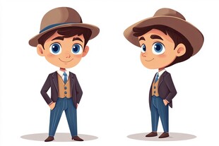 复古装扮小男孩插画形象