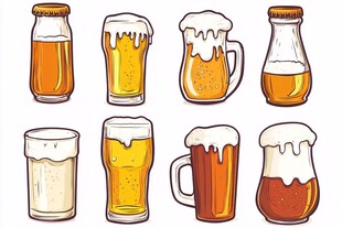 各式啤酒饮品插画集合