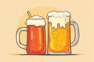 两杯沁爽饮品插画