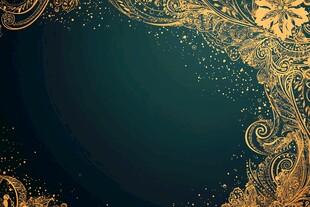 深绿背景上的华丽金色花纹