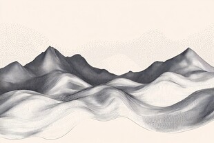 水墨风格起伏山峦图景