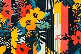 多彩花卉抽象图案背景