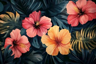 绚丽多彩的热带花卉插画