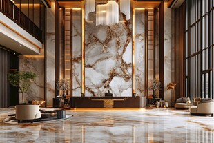豪华大理石装饰的酒店大堂