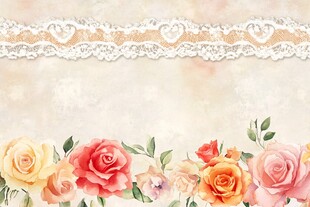 浪漫花卉蕾丝背景图