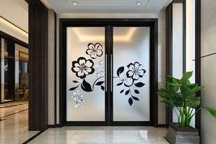 简约花纹玻璃推拉门设计