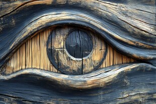 木雕艺术之神秘眼睛图案