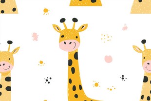 可爱长颈鹿卡通图案背景