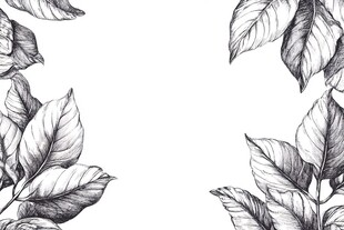 黑白手绘叶片边框图案