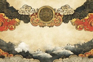 中式古典云纹山水装饰图
