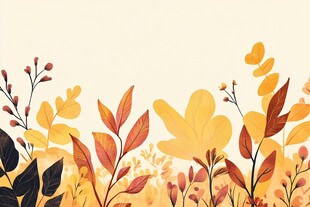 秋日花卉植物装饰插画