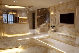 奢华现代风客厅大理石装修