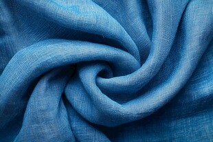 蓝色亚麻布料纹理特写