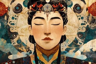 古风女子闭目典雅画像