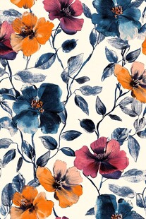 花卉水彩风无缝图案背景