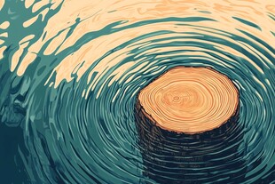 水中木桩泛起圈圈涟漪