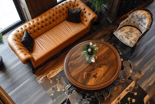 复古真皮沙发客厅组合