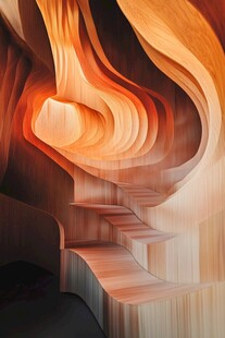 梦幻木质螺旋楼梯空间