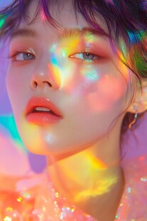 梦幻光影下的魅力少女