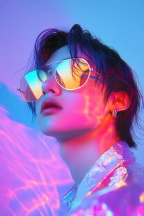 酷炫光影下的时尚个性少年