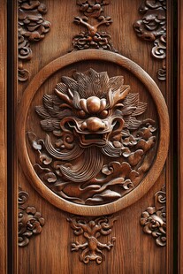 中式木雕龙纹装饰细节