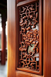 中式木雕花窗精美细节