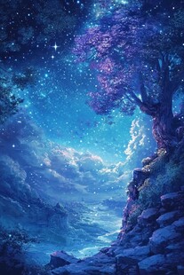 梦幻星空下的静谧山林