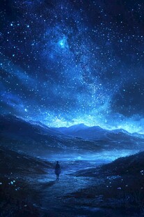 漫步星河下的孤独旅人