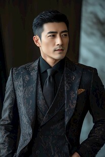 男士身着华丽西装优雅造型