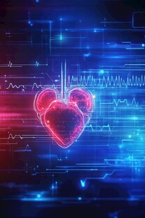 科技感心脏与心电图背景