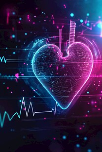 科技感炫彩心形图案设计