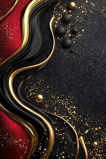 黑金红奢华流体背景图案