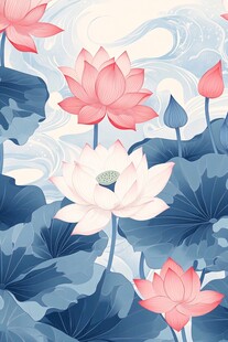 水墨风荷花荷叶图案背景