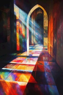 光影洒落的奇幻拱形廊道