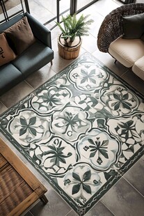 复古花纹地毯装点温馨客厅