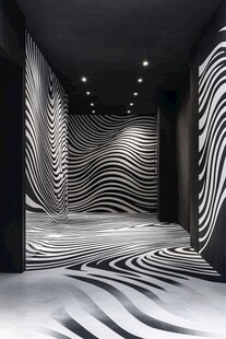 黑白波浪艺术空间过道