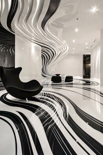 黑白流线艺术现代室内空间