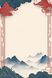 中式山水边框背景图