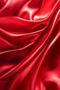 红色丝绸布料的优美褶皱