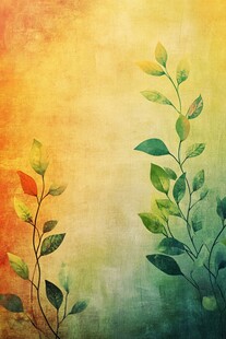 清新植物水彩背景图