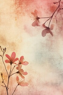 梦幻水彩风粉色花卉图景