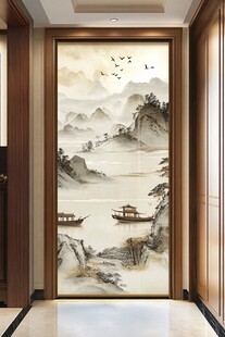 中式山水玄关装饰画