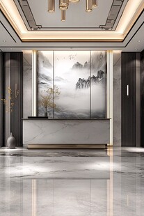 中式大气前台接待厅设计