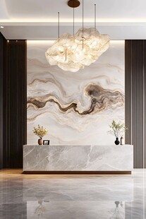 现代奢华大理石前台空间