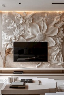 立体花卉电视背景墙设计