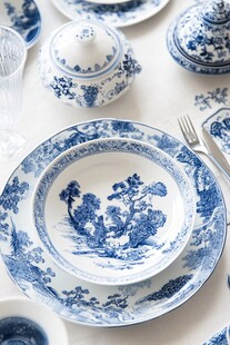 中式蓝白青花瓷餐具套装