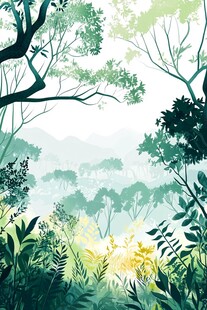 梦幻丛林中的晨光美景