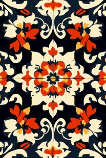 复古花卉几何图案装饰画