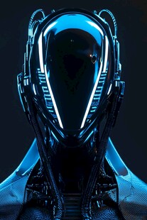 未来感机械头部特写